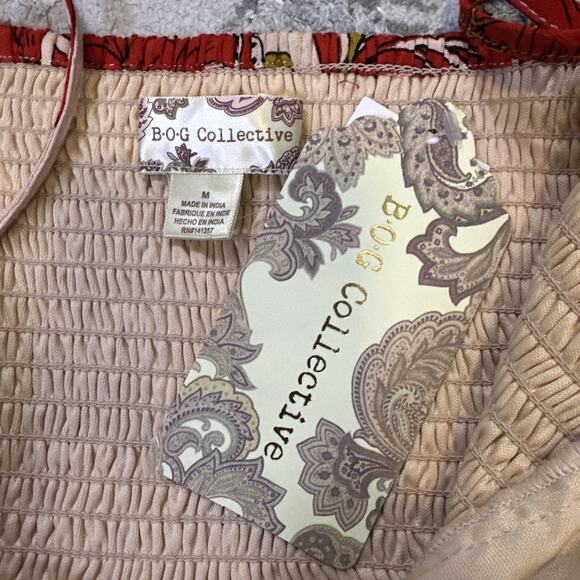 B.O.G Collective Women's Red & Cream Floral Dress Size Medium Fit and Flare NWT - Picture 5 of 9